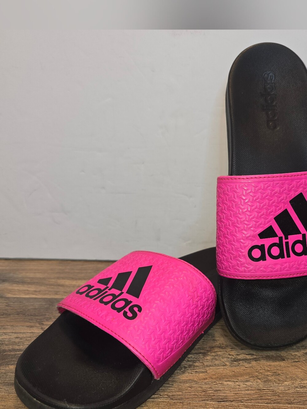 Adidas Adilette Cloudfoam Slides Sandals Pink Black Size 6 Women's BA7695